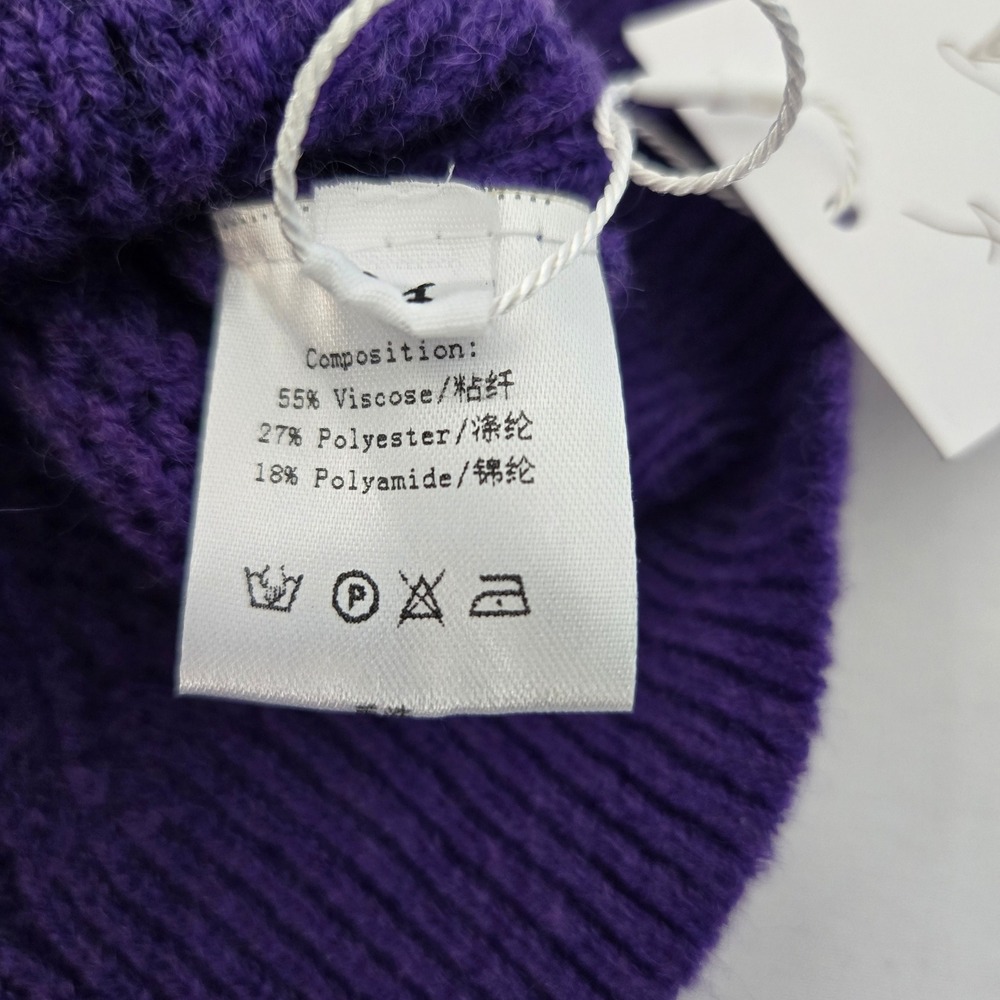 Knit Mix Purple Knit Short Sleeve Top Women's Medium Open Stitch Sweater - Picture 5 of 12